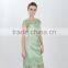 Elegant Green Satin Slim Lace Ladies Smart Casual dress