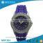 Fashion quartz movement silicone strap diamond circle lady wrist watch