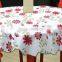round flower printed Vinyl table cloth with flannel backing,water proof tablecloth