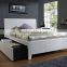 Wholesale Modern Bedroom Furniture White Synthetic Leather Queen Size Bed for Sale with Drawers