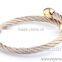 Two Tone Rose Gold Stainless Steel Cable Wire Cuff Bracelet