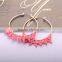 <<<2016 Gold Plated pink color Women Bohemian style beaded circle earring Charms hoop earrings/