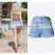 2016 Summer Fashion Women Denim Shorts Ladies Graffiti Printing Punk Style Fringed Hem Breasted High Waist Hip Hop Pants