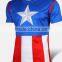 Custom made cotton polyester star red blue USA super men Short sleeve t shirt