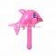Dolphin design animal inflatable 6p pvc hand hammer for kid play,custom logo printed plastic hammer for promotion