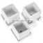 Set of 3 Succulent Planters Ceramic Cubes with Drain Hole and ITray
