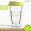 Colorful Silicone Handle and Cap Available Glass 300ml Coffee Mug