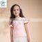 Summer Latest Designs Girls Ruffle Sleeve T Shirt With Lovery Embroidery Pattern