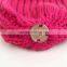 Myfur Wholesale Women Crochet Wool Acrylic Knit Beanie with Natural Color Raccoon Fur Pom Pom