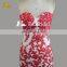 Gorgeous Strapless Neckline Appliqes Sexy Two Tone Lace Evening Dress Women