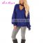 Wholesale Price blue v neck long sleeves designs plus size ladies blouse designs