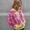 LAITE H2033 hot sales fashion contrast color women's sweatshirts ladies zipper-up tie dye crew neck sweatshirt