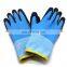 HY 30 Degree Cold production Plush lined Thermal coated Winter work glove Latex Palm Grip Rubber Winter Glove