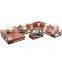 USA LED lighting sectional brown genuine leather designs sofa set 1+2+3