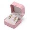 Luxury Unique Design Octagonal Shape Pink  Pu Leather Ring Pendant Earrings Box