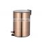 Promotional household 3L 5L 12L Gold Trash can and Kitchen Household Metal Dustbins Stainless Steel Foot Pedal bin