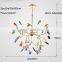 Natural Agate Leaves Chandelier Hanging Light Creative Foyer Globe Colored LED Pendant Lighting