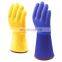 Long Sleeve Cassimere Fleece Lining Thermal Orange Sandy PVC Fully Dipped Waterproof Fishing Gloves for Winter