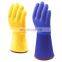 Long Sleeve Cassimere Fleece Lining Thermal Blue Sandy PVC Fully Dipped Waterproof Fishing Gloves for Winter