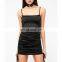 Online shopping women's PVC leather front zipper wet look sexy mature elegant night club sexy sleeveless mini dresses