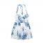 2025 Spring New Women's Printed Slimming and Slimming Casual Hanging Neck Elegant Dress for Women