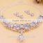 Euro-American wedding dance party white crystal diamond necklace and Stud Earring Set