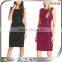 Stripes Trimmings for Dresses Black Red Elegant Leather Bandage Dress With Black Contrast Dress Faux Leather Dresses