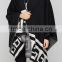 Fashion lady circular cape jacquard Ethnic Irregular long style knitted cardigan poncho