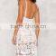 OEM Custom Shoulder Straps White Lace Dress Designs for Women 2016