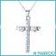 925 Sterling Silver Zircon Cross With Angel Wing Crystal Pendant 18'' Chain Necklace Fashion Jewelry