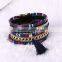 New Design Bohemian Tassel Leather Rhinestone Crystal Magnetic Charm Bracelet For Women Jewelry