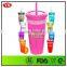 20 oz bpa free plastic double wall bling tumbler with straw