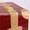 China Factory Wholesale Custom Crocodile Grain Leather Three Bottles of Red Wine Box, Brown Gift Box
