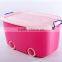Heavy duty Plastic toy storage box with wheel ,PP High quality storage box with lid