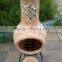 Clay chimeneas fire pit with BBQ grill and metal stand