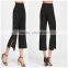 Woman's Black Metal Button Side Chiffon Pants