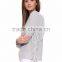 Woman gray color hign neck long sleeve fashion fringe blouse