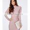 High neck long sleeves mini Dresses design with androgynous curved hem