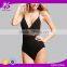 Women Sexy Spaghetti Strap Sexy Backless Lace Patch Black Casual Wholesale Bodysuit