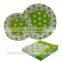 High Quality Hot Sale Disposable Custom Printed Green Party Plate Sets Food Grade Paper Sets