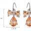 Direct selling Hotsale Platinum plated cubic zircon glitter bowknot sweety jewelry Zircon women Butterfly Earrings