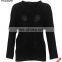 Women Factory OEM Black Crew Neck Chunky Pullover Sweater