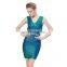 2016 Newly fashion white brown green dress skirt with sleeveless cloth for party dress