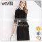 2016Half Sleeve Zipper Slim Women One-Piece Dress Black And White Striped Ladies Jacket Evening Dresses