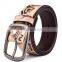 creative design printing individualized pattern leather belt with solid metal buckles Hip-hop belts