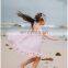 Boutique baby girl plain color gallus factory wholesale price ruffle girls cotton dress