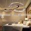 Elegent and bright chrome LED ring pendant with K9 double crystal