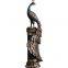 New Chinese Style Blue Peacock Resin Craft Double Animal With Red Acrylic Beads Table Ornaments For Home Decor