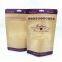Custom printed matte finish kraft paper stand up pouch with window