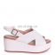 Ladies fancy white lightweight wedge hee sandals with crossover front strap shoes(sandalias mujer)